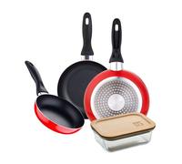 Juego de 3 sartenes san ignacio 16/20/24 cm +hermético de 650ml en vidrio de borosilicato