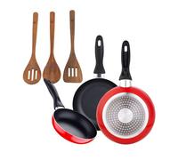 Juego de 3 sartenes san ignacio 16/20/24 cm +set 3pc utensilios cocina madera acacia 12 cm
