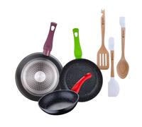 Juego de 3 sartenes san ignacio 18/22/26 cm+juego de 3 utensilios de cocina en silicona y madera