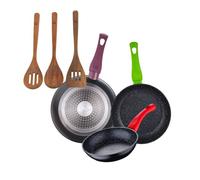 Juego de 3 sartenes san ignacio 18/22/26 cm+set 3pc utensilios cocina madera acacia 20 cm