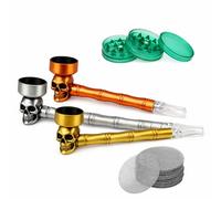 Juego de 3 silbatos de metal con forma de calavera de 9 cm con colador + molinillo + 15 coladores de repuesto | Silbato desmontable de latón para esmoquin, fácil limpieza