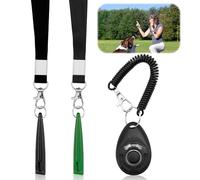 Juego de 3 silbatos para perros, compuesto por 2 silbatos para perros y 1 clicker, silbato para perros y clickers para cachorros y perros, entrenamiento y educación, silbatos para perros (cinta de