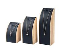 Juego de 3 soportes curvos de madera resistente multiusos para exhibición de joyas, portátiles, para collares, presentaciones, mostradores