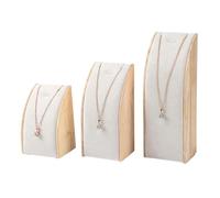 Juego de 3 soportes curvos de madera resistente multiusos para exhibición de joyas, portátiles, para collares, presentaciones, mostradores