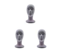 Juego de 3 soportes de cabeza de maniquí, modelo y exhibición de pelo para sombreros de salón, color gris, gris