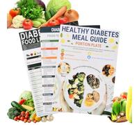 Juego de 3 tablas de alimentos para diabéticos, lista de alimentos con índice glucémico y planificador de comidas, guía de dieta baja en carbohidratos para control de azúcar en sangre, control de