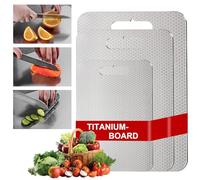 Juego de 3 tablas de cocina de titanio 100% - Nueva versión 2025, resistente a los arañazos, reversible, libre de BPA - Opción higiénica y duradera para la cocina moderna