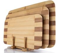 Juego de 3 tablas de cortar de bambú, tabla de servir, tabla de cocina, sin cuchillas, antibacteriana