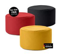 Juego de 3 taburetes de asiento LUMALAND puf de asiento redondo negro rojo or...