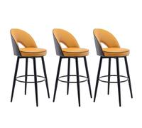 Juego de 3 taburetes de bar de altura de mostrador de color gris y naranja, sillas giratorias de 360° de piel sintética con patas traseras de acero y reposapiés para cocina, restaurante, salón, pub