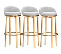 Juego de 3 taburetes de bar de terciopelo de 29.5 pulgadas con patas de metal, asiento giratorio para barra de desayuno con respaldo, taburetes altos negros para isla de casa/bar