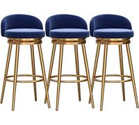 Juego de 3 taburetes de bar de terciopelo, sillas giratorias ajustables de altura de mostrador para cocina, comedor, pub y barra de desayuno, asiento elegante y cómodo para hogares modernos