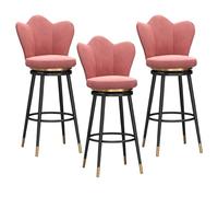 Juego de 3 taburetes de bar giratorios con respaldos, tapizados de terciopelo para cocina, altura del asiento 65 cm