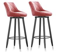 Juego de 3 taburetes de bar giratorios de terciopelo con respaldo, sillas de encimera de cocina, 65 cm de altura, patas negras, perfecto para uso en cocina y pub