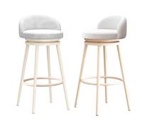 Juego de 3 taburetes de bar modernos de terciopelo, 65 cm de altura, sillas de cocina tapizadas giratorias con respaldo y reposapiés, elegantes taburetes de comedor blancos para isla de cocina y bar