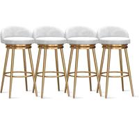 Juego de 3 taburetes de bar modernos tapizados de terciopelo con patas de metal dorado, sillas de comedor de respaldo bajo, 65 cm de alto, para encimera de isla de cocina, opciones de color blanco y