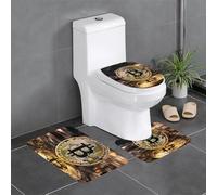 Juego de 3 tapetes de baño de 24 x 16 pulgadas, con patrón de Bitcoin WHJSSF antideslizantes para inodoro, tocador y cubierta de tapa, fácil de limpiar
