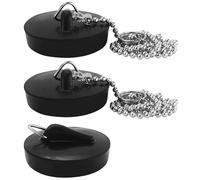Juego de 3 tapones de desagüe universales, cadena de esferas de acero inoxidable con ganchos para fregadero de cocina, baño, tapón de desagüe