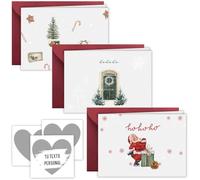 Juego de 3 tarjetas para rascar de Navidad - Tarjetas para rascar para escribir uno mismo con motivos navideños - Idea de regalo de vale como sorpresa para Navidad (tarjeta plegable horizontal con