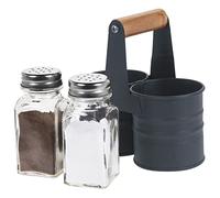Juego de 3 tarros de sal y pimentero con soporte