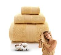 Juego de 3 toallas de algodón, toallas suaves y absorbentes con toalla de baño, toalla de mano y paño para el hogar, spa, baño (café)
