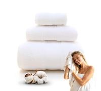 Juego de 3 toallas de algodón, toallas suaves y absorbentes con toalla de baño, toalla de mano y paño para el hogar, spa, baño (blanco)