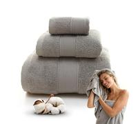 Juego de 3 toallas de algodón, toallas suaves y absorbentes con toalla de baño, toalla de mano y paño para el hogar, spa, baño (gris)
