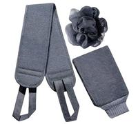 Juego de 3 toallas de baño, kit de limpieza de ducha, paño de lavado con esponja de flores de baño y guantes de doble cara, accesorios de ducha completos para cuerpo y cara