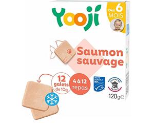 Juego de 3 unidades *** YOOJI guijarros de salmón salvaje pesca sostenible MSC a partir de 6 meses, 12 x 10 g