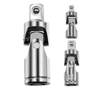 Juego de 3 Vasos de Articulación Universal - Adaptador Giratorio de 1/4", 3/8", 1/2" | Vasos de Llave de Acero CRV | Alta Compatibilidad para Reparaciones en Espacios Reducidos