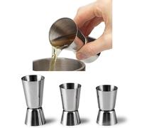 Juego de 3 vasos medidores dobles de acero inoxidable, 15/30 ml, 20/40 ml, 25/50 ml, accesorios de bar