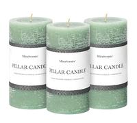 Juego de 3 velas de pilar verde salvia de 3 x 6 pulgadas, primavera sin perfume, larga combustión limpia, grandes sin humo para decoración del hogar, mesa de comedor, baño, decoración rústica