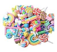 Juego de 30 abalorios de caramelo, con forma de caramelo, cuentas de limo de respaldo plano, caramelos de imitación de resina para manualidades, adornos de bricolaje