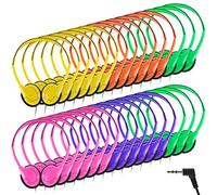Juego de 30 Auriculares de Clase para niños, Estudiantes, Escuela, Aula, Auriculares a Granel Ajustables con Conector de 3.5 mm para Biblioteca, niños, Adultos, Oficina (Colores