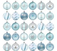 Juego de 30 bolas de Navidad de plástico, 60 mm, con colgador, para Navidad, bodas, fiestas, color azul