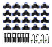 Juego de 30 conectores neumáticos, 30 unidades, conectores rápidos tipo T, 20 conectores neumáticos de 8 mm, 10 cabezales de bloqueo de flujo, para herramientas neumáticas (PE-8)