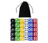 Juego de 30 dados D6 - 6 dados acrílicos coloridos de 22 mm, 6 colores con esquinas redondas para juegos de mesa, juguetes educativos, lecciones de matemáticas, fiestas y aulas