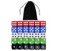 Juego de 30 Dados de 6-Caras,18mm Dados de Seis Caras de 5 Colores,D6 Dados Set con una Bolsa para Matemáticas y Juegos,Dados de Esquina Redondeados de 6 Lados para Teaching Math