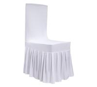 Juego de 30 fundas elásticas para silla, para bodas, con vestido, color blanco, para banquete, boda, fiesta, decoración, lavable, falda con volantes para sillas de cuatro patas