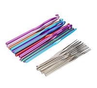 Juego de 30 ganchos de crochet de aluminio, conjunto de ganchos de tejer coloridos, aguja de crochet multicolor con mango metálico para principiantes y mamás, accesorios de costura