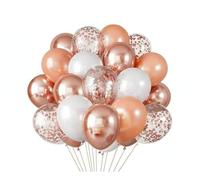 Juego de 30 globos navideños látex con confeti dorado, rojo y verde for decorar fiestas navideñas. Kit arco navideño(Rose gold)