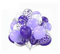 Juego de 30 globos navideños látex con confeti dorado, rojo y verde for decorar fiestas navideñas. Kit arco navideño(Purple)