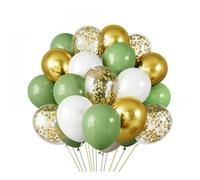 Juego de 30 globos navideños látex con confeti dorado, rojo y verde for decorar fiestas navideñas. Kit arco navideño(Green)