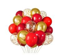 Juego de 30 globos navideños látex con confeti dorado, rojo y verde for decorar fiestas navideñas. Kit arco navideño(Red)