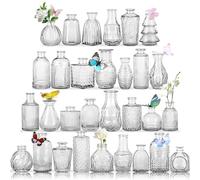 Juego de 30 jarrones de Cristal a Granel, pequeños jarrones de Cristal para Flores, centros de Mesa de Boda, jarrones Transparentes adecuados para Decoraciones de Boda, decoración del hogar,
