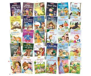 Juego de 30 libros de cuentos clásicos, favoritos y cuentos de hadas | Libros de cuentos cortos en inglés para más de 3 años | Cenicienta, Rapunzel, Aladdin, Alibaba, libro de la selva, Blancanieves