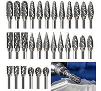 Juego de 30 limas giratorias de carburo de doble corte con vástago de 1/8 pulgadas, kit de pulido y pulido de carburo de alta resistencia, brocas de molienda de precisión para carpintería, metalurgia