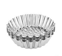 Juego de 30 moldes antiadherentes de acero inoxidable para hornear magdalenas y mini pasteles, aptos para lavavajillas, plata, 9,5 x 9,5 x 3,3 cm, reutilizables