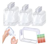 Juego de 30 recipientes de tamaño de viaje, 30/50/100 ml rellenables vacíos | Contenedor de viaje recargable para champú, loción y líquidos, incluye 1 bolsa de aseo transparente, 42 etiquetas