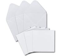 Juego de 30 tarjetas plegables cuadradas en color blanco, 13,5 x 13,5 cm, 240 g/m², con sobres cuadrados de 14 x 14 cm, 90 g/m², adhesivo en húmedo